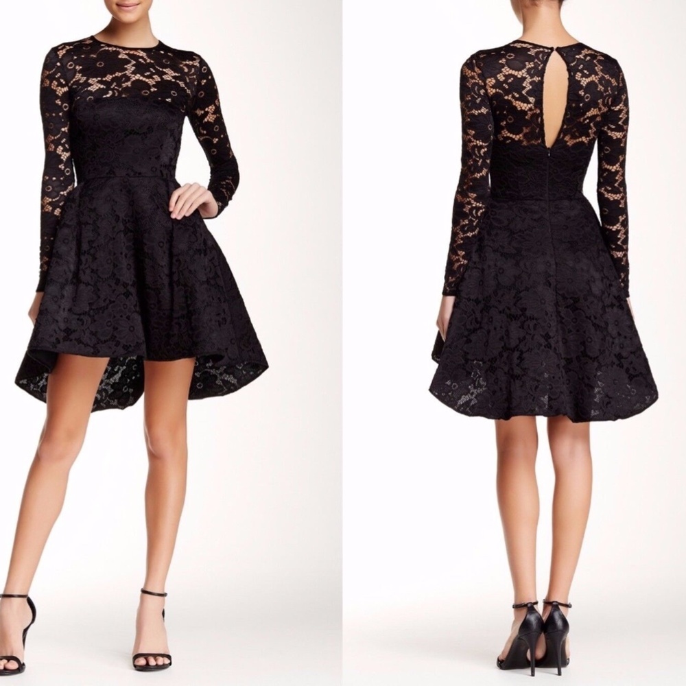 NEW Issue New York Floral Lace‎ Hi-Lo Dress Black [SZ Medium ]